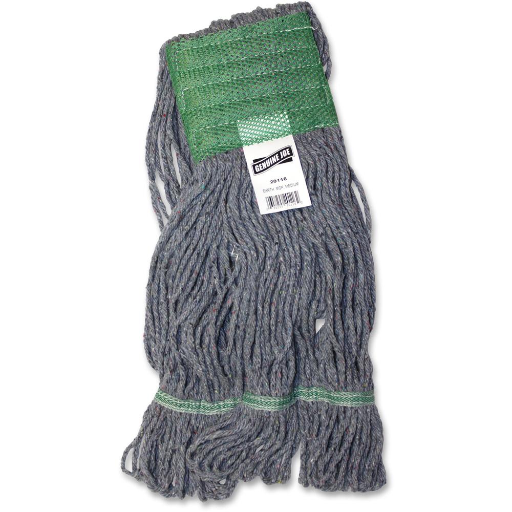 Genuine Joe 5" Headband Earth Mop Refill - Medium - Polyester Fiber - Blue - 1Each. Picture 1