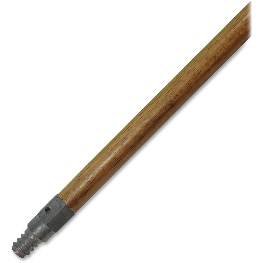 Genuine Joe Wood Handle with Threaded Metal Tip - Natural - Metal, Wood - 1 Each. Picture 1