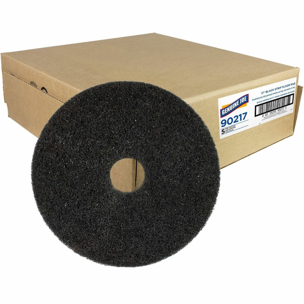 Genuine Joe Black Floor Stripping Pad - 17" Diameter x 1" Thickness - Stripping, Floor - 350 rpm Maximum Speed Supported - Resilient, Heavy Duty, Flexible, Dirt Remover, Long Lasting, Abrasive, Rotate. Picture 1