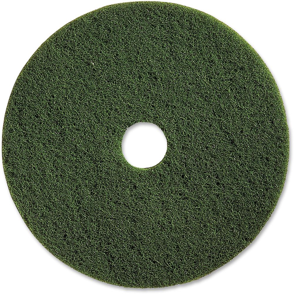Genuine Joe 20" Scrubbing Floor Pad - 20" Diameter x 1" Thickness - Scrubbing, Floor - 350 rpm Maximum Speed Supported - Heavy Duty, Dirt Remover, Long Lasting, Durable - Fiber - Green - 5 / Carton. Picture 1