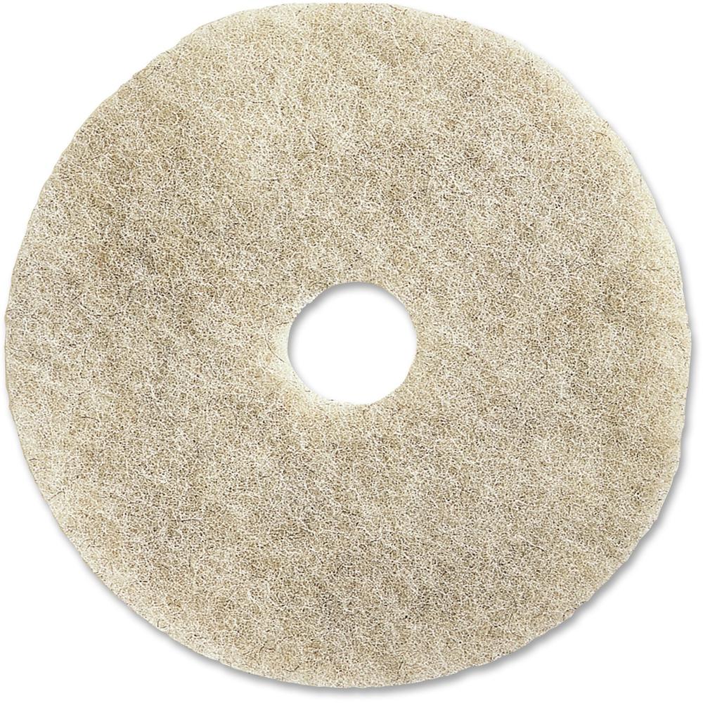 Genuine Joe 20" Natural Light Floor Pad - 20" Diameter x 1" Thickness - Buffing, Floor - 3000 rpm Maximum Speed Supported - Flexible, Resilient, Soft, Non-abrasive, Dirt Remover - Fiber, Resin - Natur. Picture 1