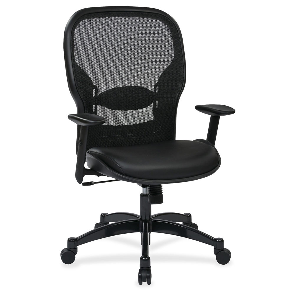Office Star Professional Managers Chair - Leather Seat - 5-star Base - Black - 20" Seat Width x 19.50" Seat Depth - 27.3" Width x 25.8" Depth x 46.3" Height. Picture 1