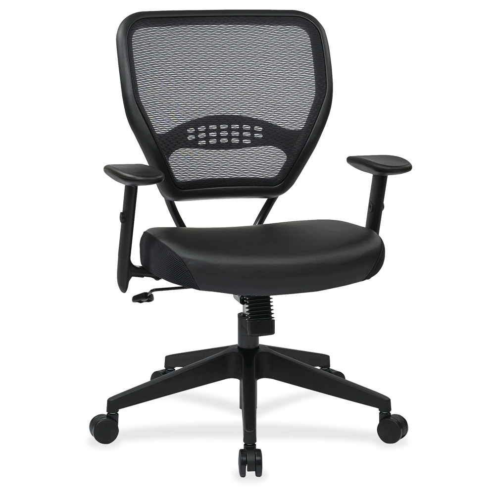 Office Star Professional Dark Air Grid Back Managers Chair - Leather Seat - 5-star Base - Black - 1 Each. Picture 1