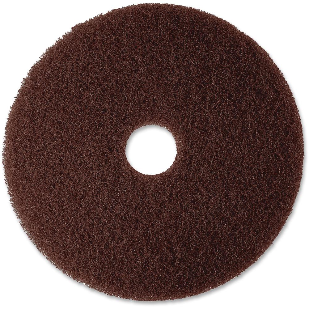 3M Brown Stripper Pad 7100 - 20" Diameter - Fiber - Brown - 1 Carton. Picture 1