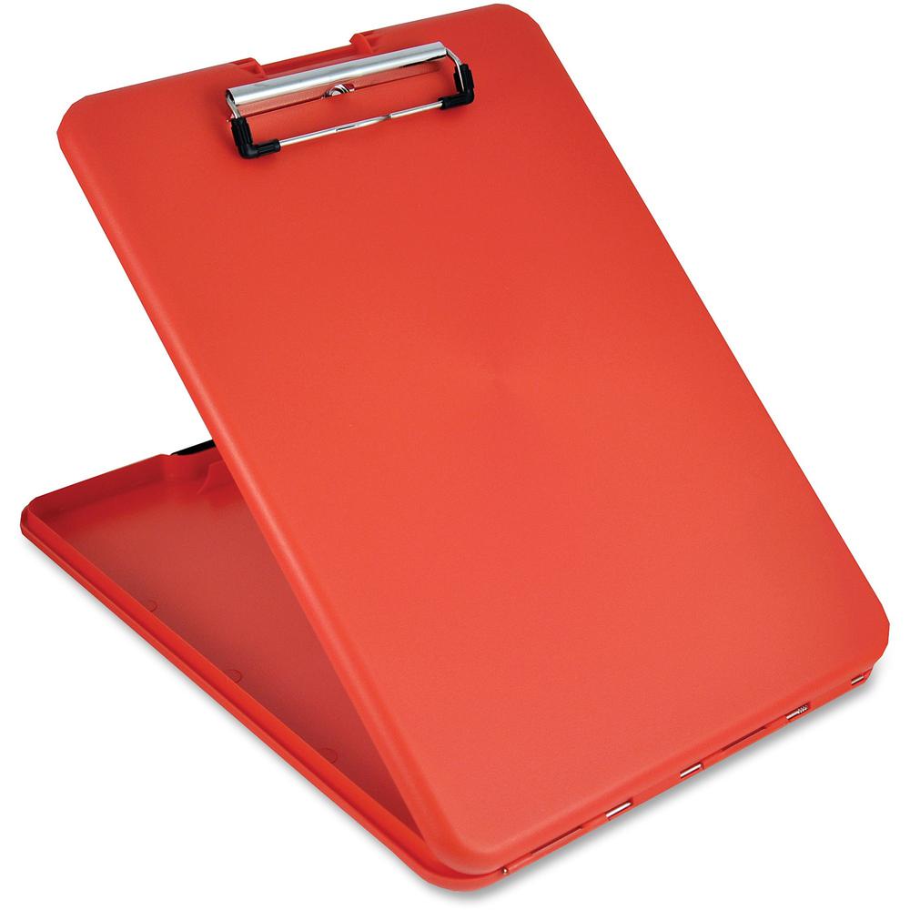 Saunders SlimMate Storage Clipboard - 0.50" Clip Capacity - Storage for Stationary, Tablet, iPad, eReader, Document, Paper - Top Opening - 8 1/2" x 12" - Polypropylene - Red - 1 Each. Picture 1