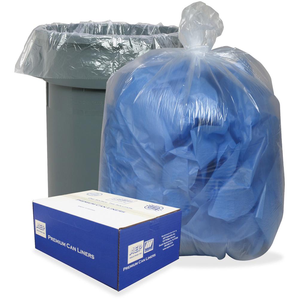 Berry .8 mil Heavy-duty Low-density Liners - 60 gal Capacity - 58" Length x 38" Width x 0.80 mil (20 Micron) Thickness - Low Density - Clear, Translucent - Can - Recycled - 100 / Carton. Picture 1