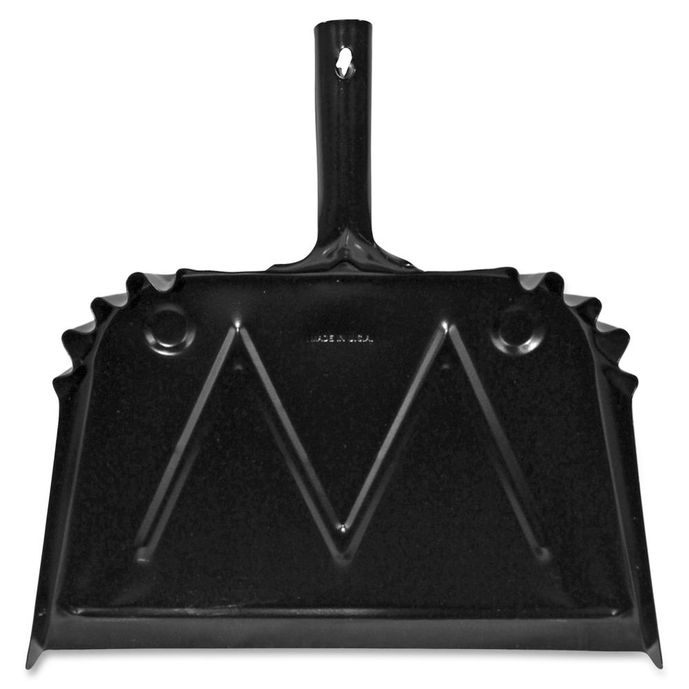 Genuine Joe Heavy-Duty Metal Dustpan - 16" Wide - Steel - Black - 1 Each. Picture 1