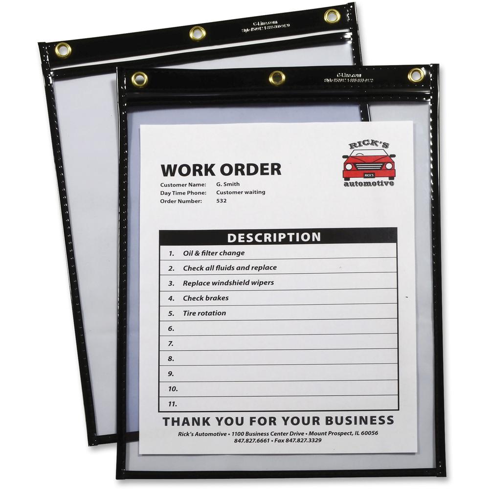 C-Line Super Heavyweight Plus Shop Ticket Holder, Stitched - Both Sides Clear, Black, 9 x 12, 15/BX, 50912. Picture 1