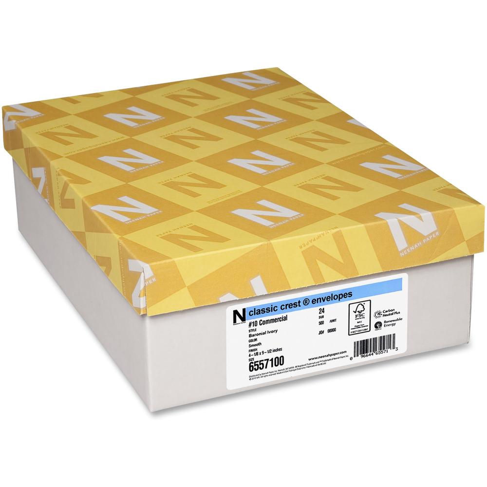 Classic Crest Commercial Flap Envelopes - Commercial - #10 - 24lb - Flap - Smooth Finish - 500 / Box - Baronial Ivory. Picture 1