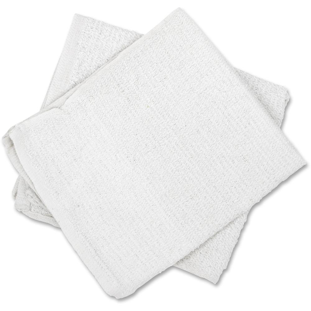 TASKBrand Bar Mops - For Office, School, Restaurant - Cloth - Absorbent, Durable, Reusable - White - 60 / Carton. Picture 1