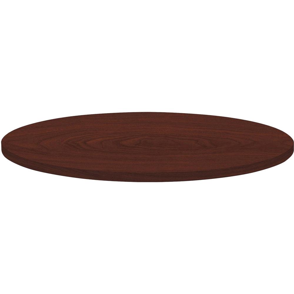 Lorell Hospitality Collection Tabletop - Round Top - 1" Table Top Thickness x 42" Table Top Diameter - Breakroom, Cafeteria - Assembly Required - High Pressure Laminate (HPL), Mahogany - Particleboard. Picture 1