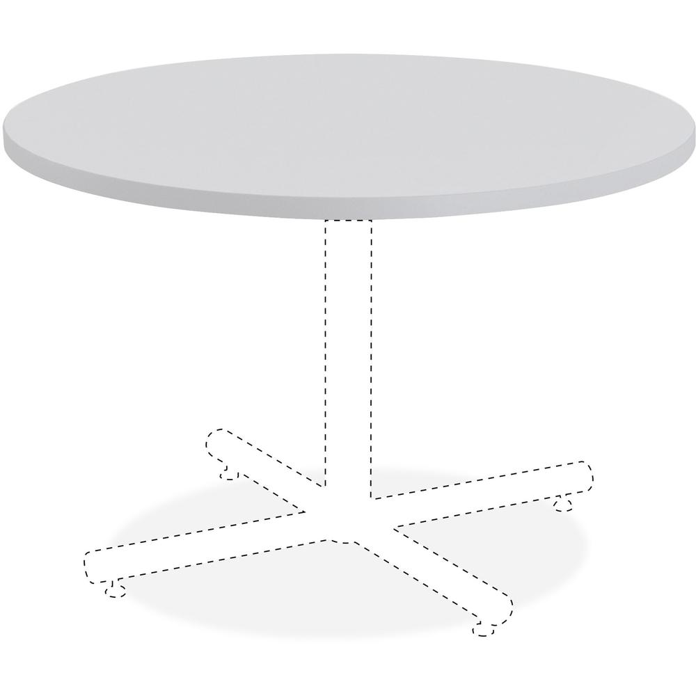 Lorell Hospitality Collection Tabletop - Round Top - 1" Table Top Thickness x 42" Table Top Diameter - Breakroom, Cafeteria - Assembly Required - High Pressure Laminate (HPL), Light Gray - Particleboa. Picture 1