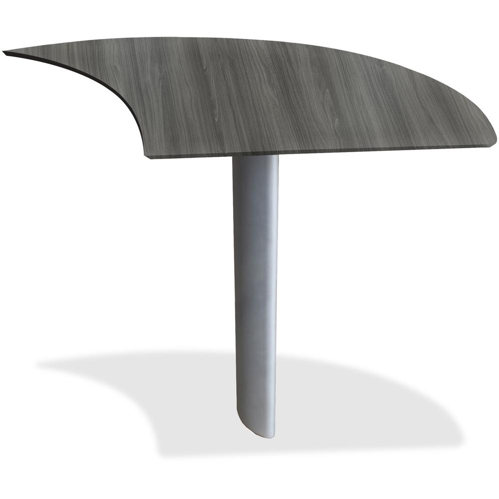 Mayline Medina Curved Desk Extension, Right - 1" Thickness Work Surface, 29.5" Height x 28" Width x 47" Depth - Beveled Edge - Material: Steel - Finish: Gray, Laminate - Stain Resistant, Water Resista. Picture 1