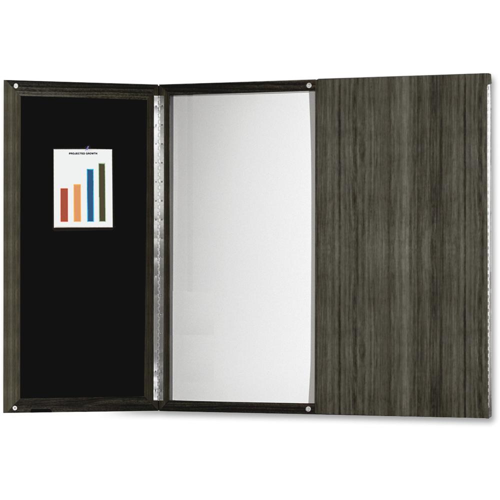 Mayline Gray Laminate Presentation Bulletin Board - White Surface - Stain Resistant, Water Resistant, Ghost Resistant, Accessory Tray - 1 Each. Picture 1