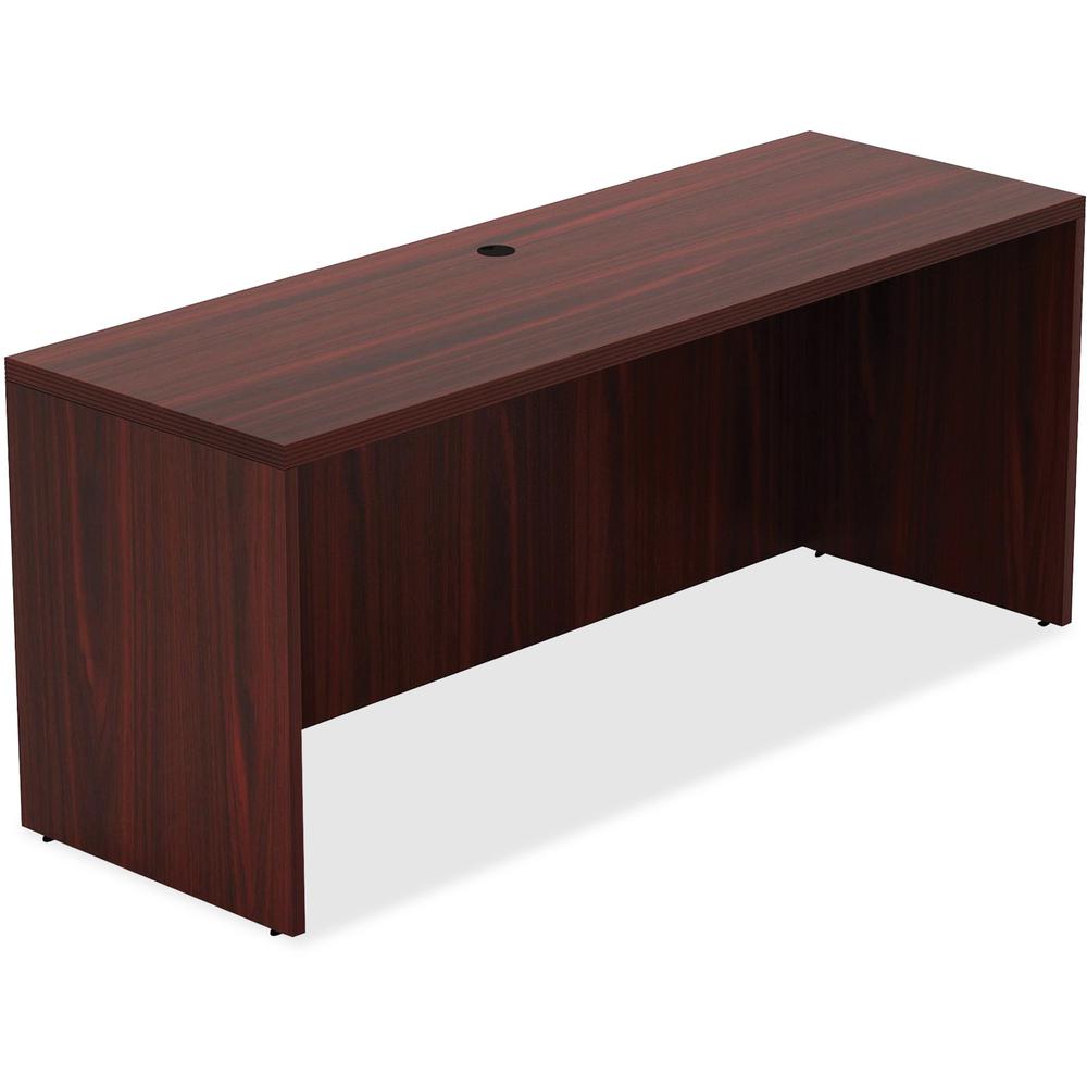 Lorell Chateau Series Credenza - 30" Height x 59" Width x 23.6" Depth Credenza, 1.5" Thickness Top - Reeded Edge - Material: P2 Particleboard - Finish: Mahogany, Laminate - Durable, Grommet, Cord Mana. Picture 1