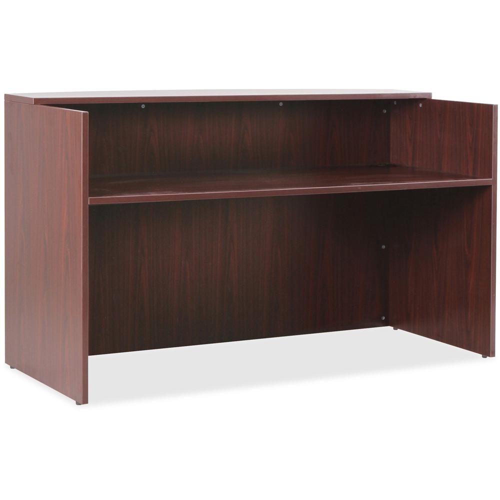 Lorell Essentials Series Front Reception Desk - 1" Thickness Top, 42.5" Height x 72" Width x 36" Depth Desk - Finish: Mahogany Laminate - Durable - For Office - 1 Each. Picture 1