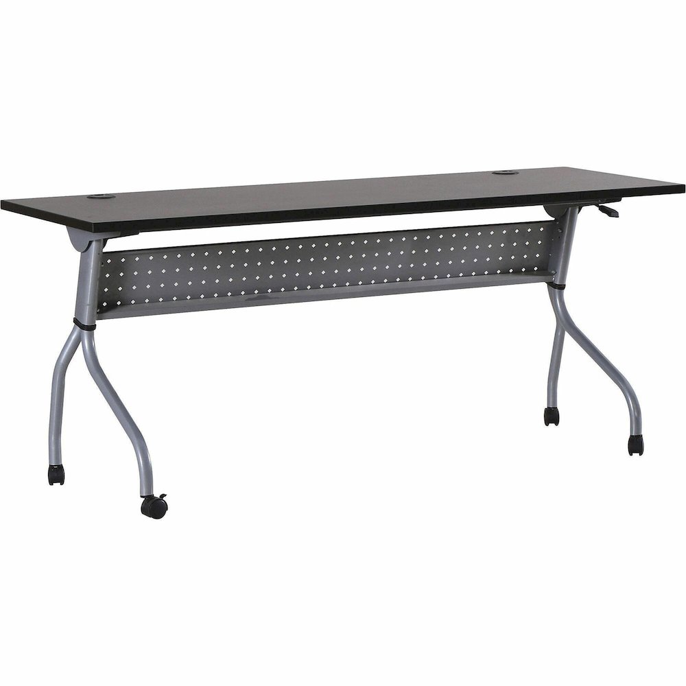 Lorell Flip Top Training Table - Rectangle Top - Four Leg Base - 4 Legs - 72" Table Top Width x 23.50" Table Top Depth - 29.50" Height x 70.88" Width x 23.63" Depth - Assembly Required - Espresso, Sil. Picture 1