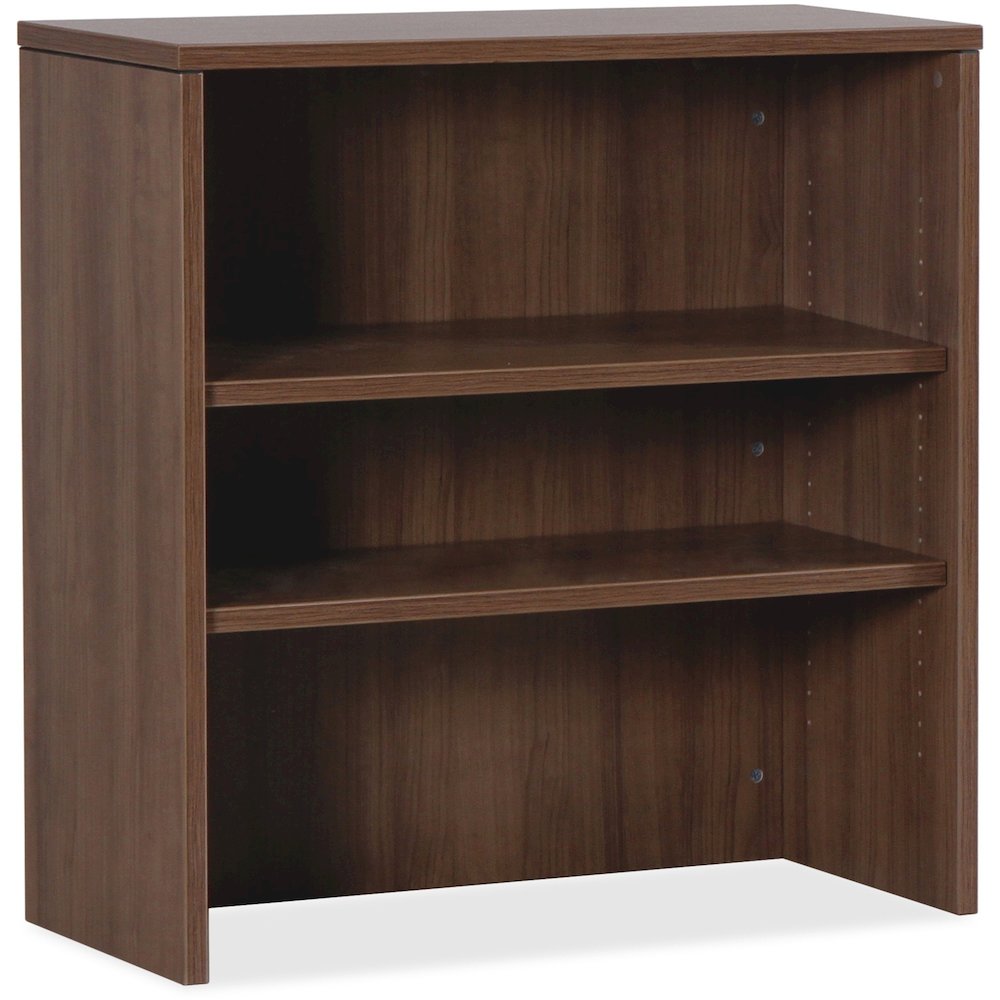 Lorell Essentials Series Stack-on Bookshelf - 36" Height x 36" Width x 15" Depth - 2 Shelve(s) - Material: MFC, Polyvinyl Chloride (PVC) - Finish: Walnut, Laminate - Stackable - For Office, Book, Bind. Picture 1