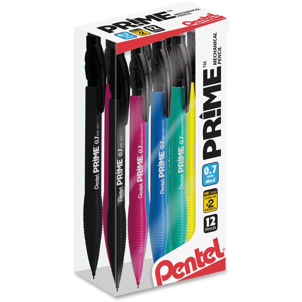 Pentel Prime Mechanical Pencil - #2 Lead - 0.7 mm Lead Diameter - Medium Point - Assorted Lead - 1 Dozen. Picture 1