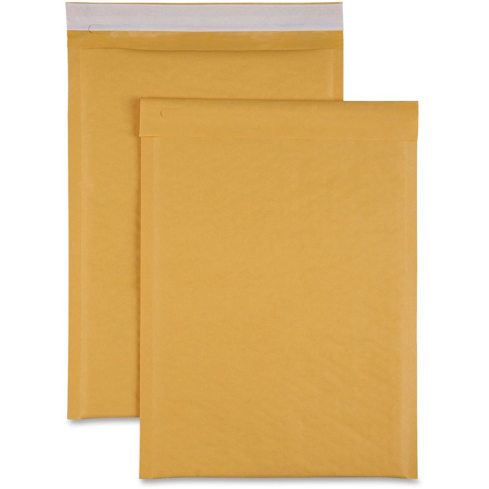 Sparco Size 4 Bubble Cushioned Mailers - Bubble - #4 - 9 1/2" Width x 14 1/5" Length - Self-sealing - Kraft - Kraft - 100 / Carton. Picture 1