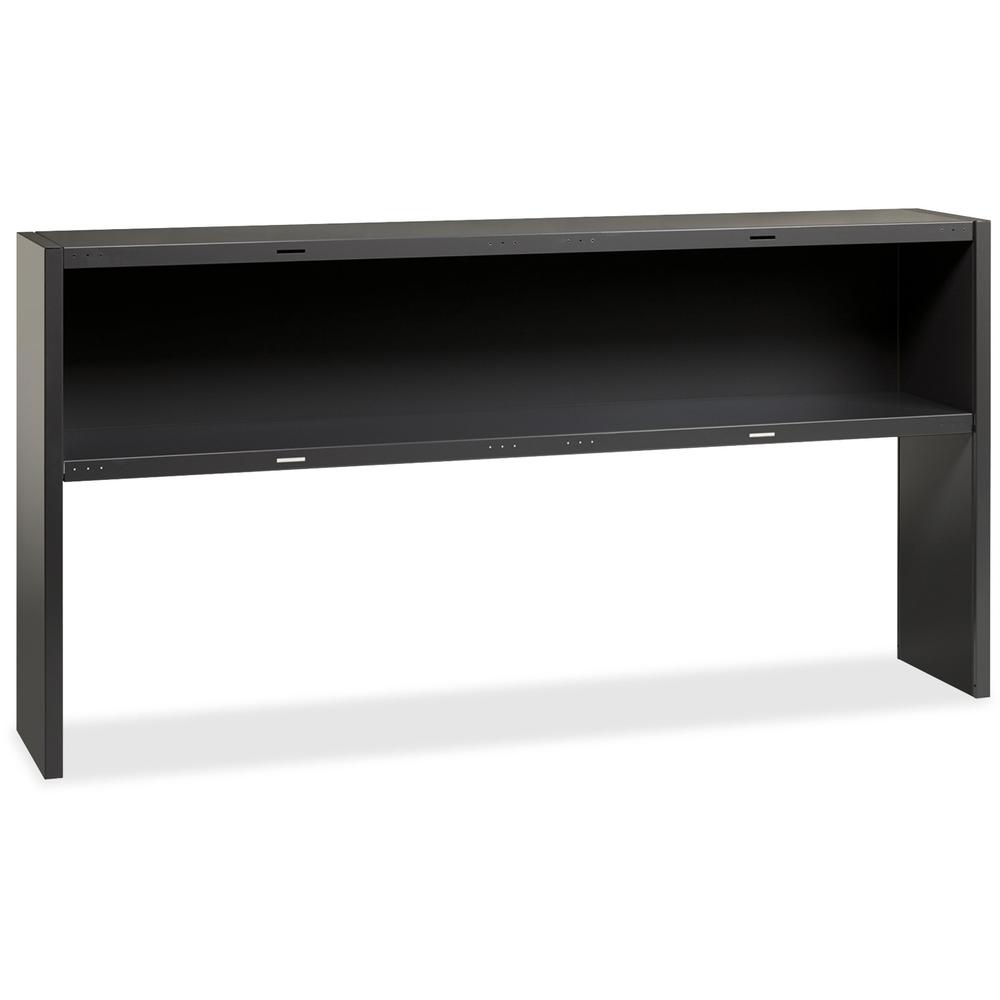 Lorell Fortress Modular Series Stack-on Hutch - x 72" Width - Material: Steel - Finish: Charcoal - Grommet, Cord Management - 1 Each. Picture 1