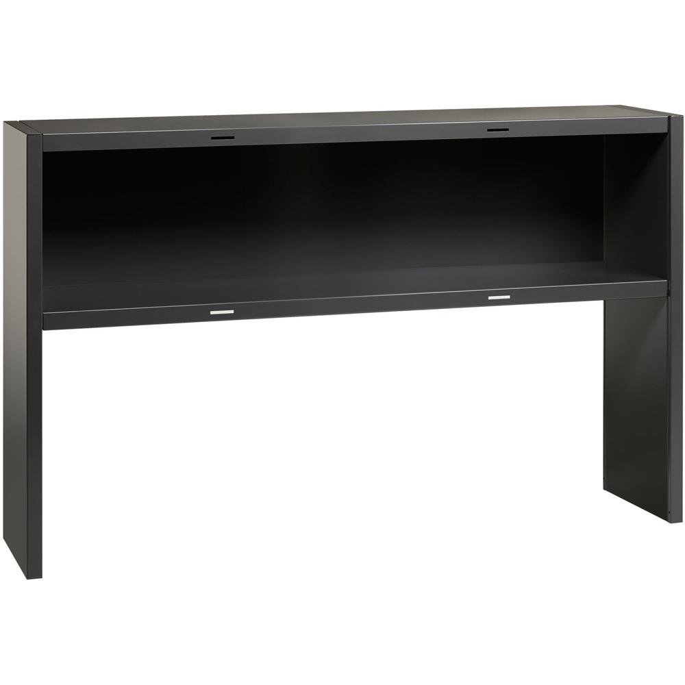 Lorell Fortress Modular Series Stack-on Hutch - x 60" Width - Material: Steel - Finish: Charcoal - Grommet, Cord Management - 1 Each. Picture 1