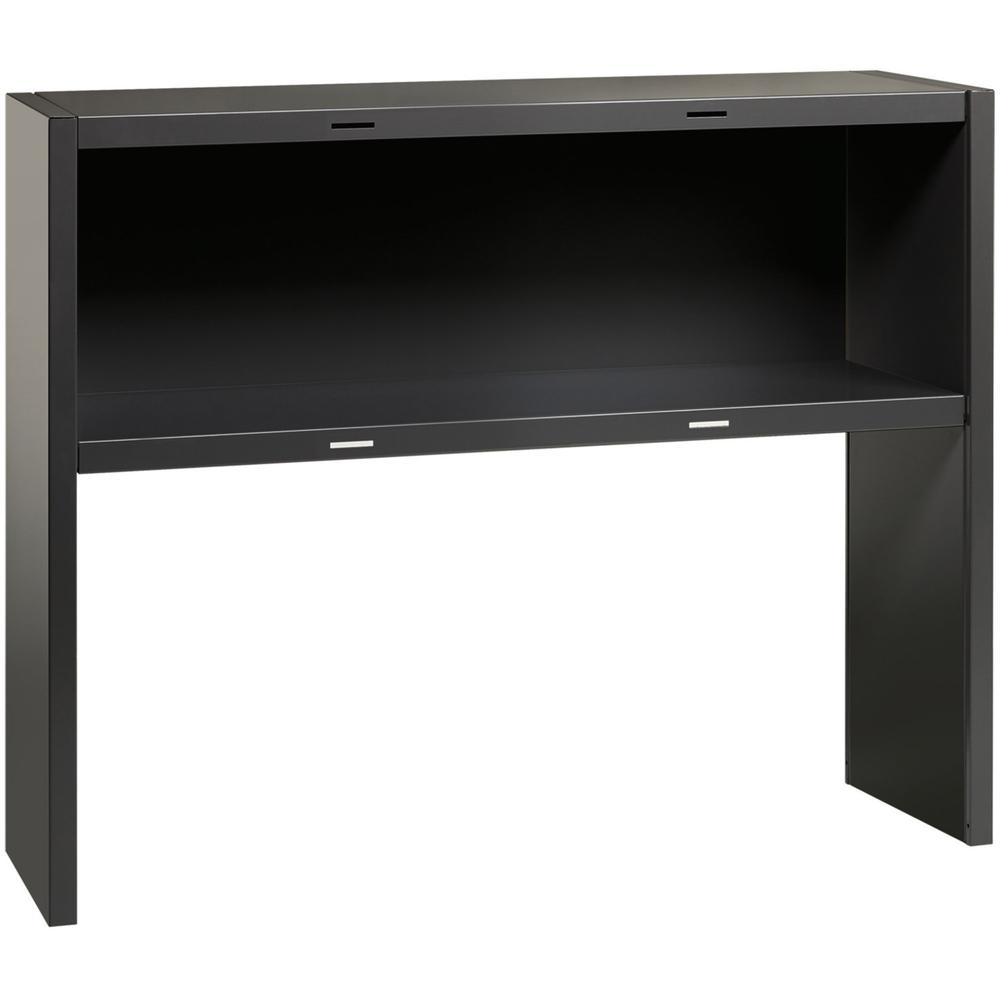 Lorell Fortress Modular Series Stack-on Hutch - x 48" Width - Material: Steel - Finish: Charcoal - Grommet, Cord Management - 1 Each. Picture 1
