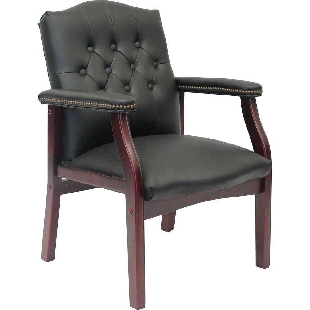 Boss Traditional Guest Chair - Black Seat Color - Vinyl Seat Material - Black Back Color - Vinyl Back Material - 1 Each. Picture 1