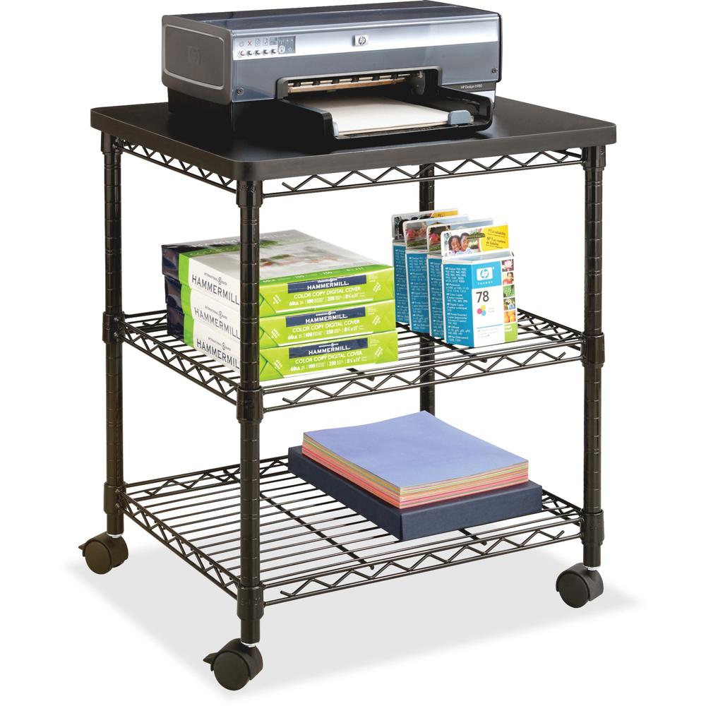 Safco Deskside Wire Machine Stand - 200 lb Load Capacity - 2 x Shelf(ves) - 27" Height x 24" Width x 20" Depth - Steel - Black. Picture 1