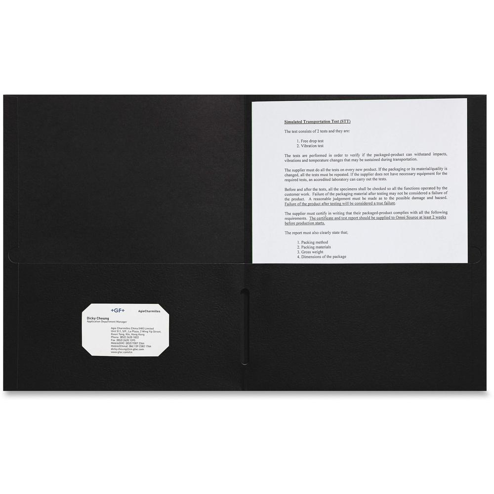 Sparco Letter Pocket Folder - 8 1/2" x 11" - 2 Internal Pocket(s) - Black - 25 / Box. Picture 1