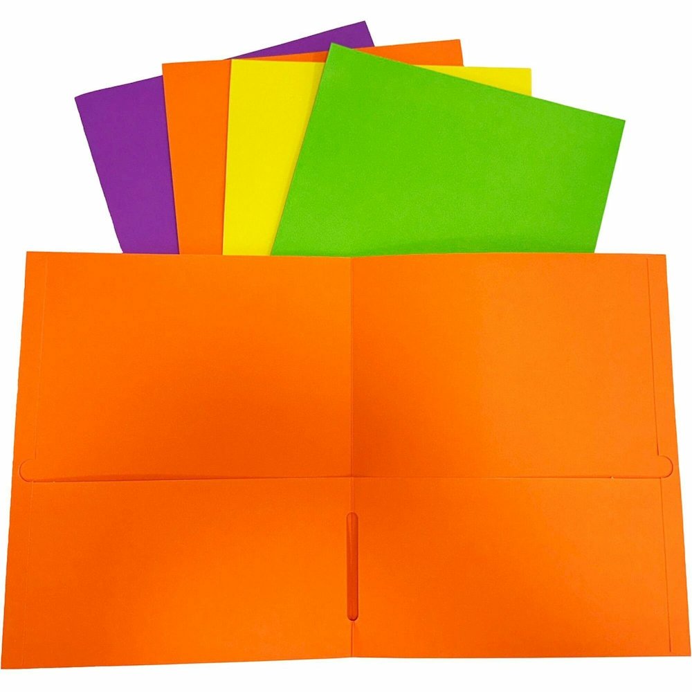 Sparco Letter Pocket Folder - 8 1/2" x 11" - 2 Internal Pocket - Leatherette - Assorted - 25 / Box. Picture 1