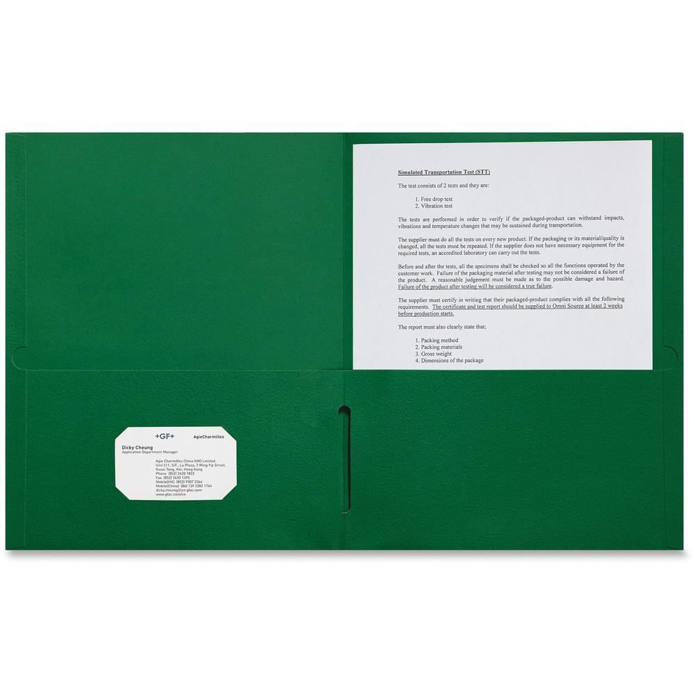 Sparco Letter Pocket Folder - 8 1/2" x 11" - 2 Internal Pocket(s) - Green - 25 / Box. Picture 1