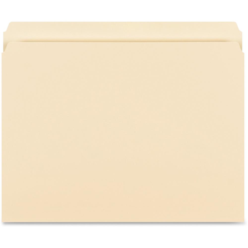 Business Source Straight Tab Cut Letter Recycled Storage Folder - 8 1/2" x 11" - Manila - 10% Recycled - 50 / Box. Picture 1