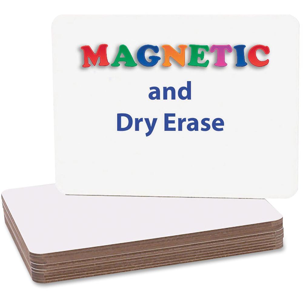 Flipside Magnetic Plain Dry Erase Board - 12" (1 ft) Width x 9" (0.8 ft) Height - White Surface - Rectangle - Magnetic - 12 / Pack. Picture 1