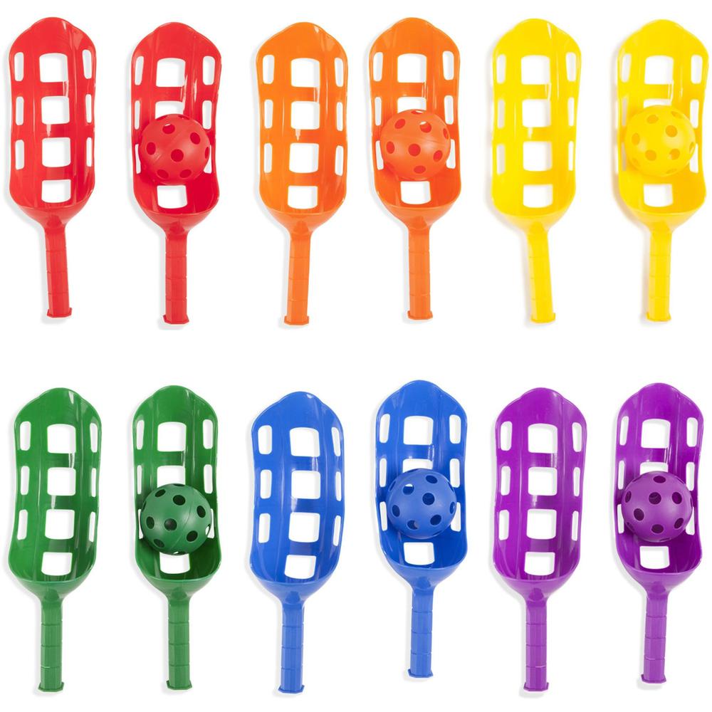 Champion Sports Scoop Ball Set - Red, Orange, Yellow, Green, Blue, Purple - Plastic. Picture 1
