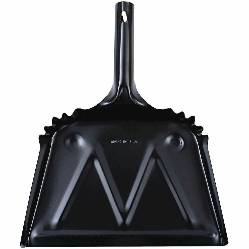 Genuine Joe Heavy-duty Metal Dustpan - 12" Wide - Steel - Black - 12 / Carton. Picture 1