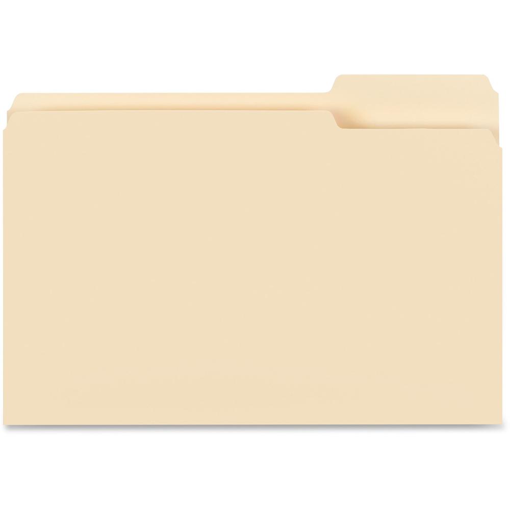 Business Source 1/3 Tab Cut Legal Recycled Top Tab File Folder - 8 1/2" x 14" - 3/4" Expansion - 11 pt. - Manila - 10% Recycled - 100 / Box. Picture 1