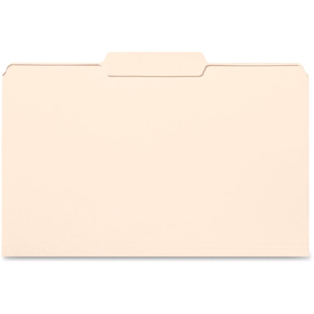 Business Source 1/3 Tab Cut Legal Recycled Top Tab File Folder - 8 1/2" x 14" - 3/4" Expansion - 11 pt. - Manila - 10% Recycled - 100 / Box. Picture 1