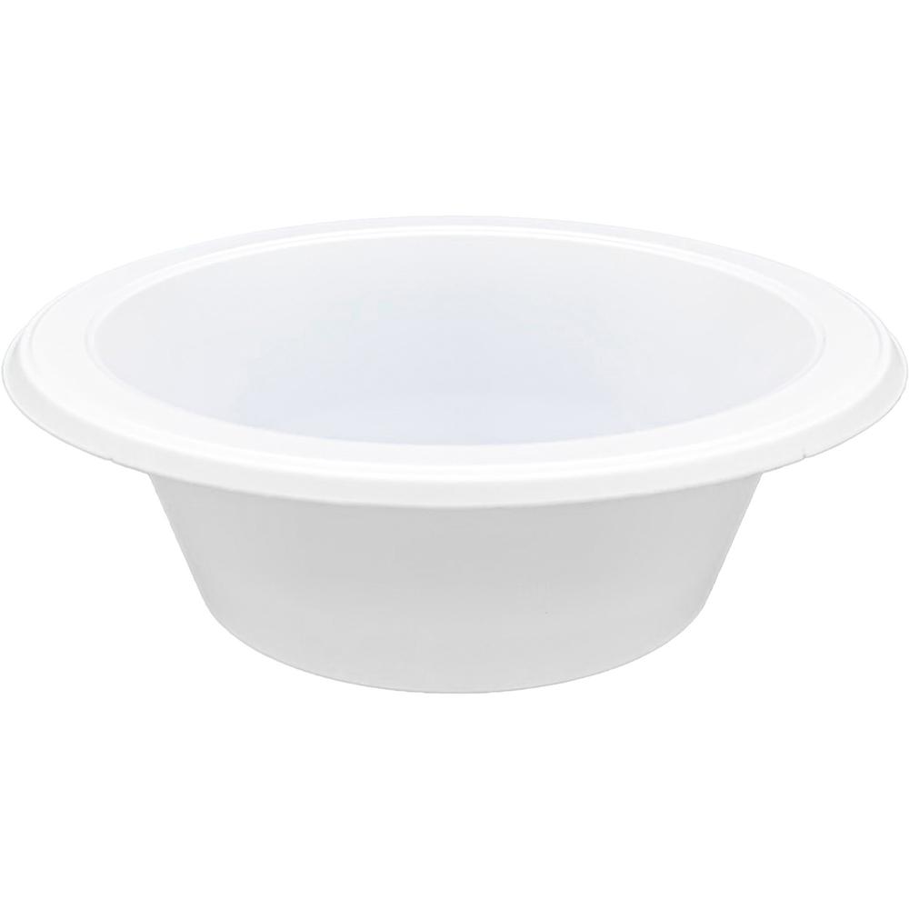 Genuine Joe 12 oz Reusable Plastic Bowls - Serving - Disposable - White - Plastic Body - 125/Pack - 8 / Carton. Picture 1