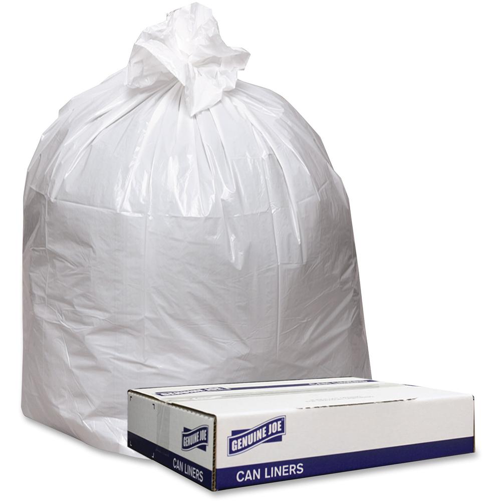 Genuine Joe Low Density White Can Liners - 33 gal Capacity - 39" Length x 33" Width x 0.90 mil (23 Micron) Thickness - Low Density - White - Industrial Trash - Recycled - 100 / Carton. Picture 1