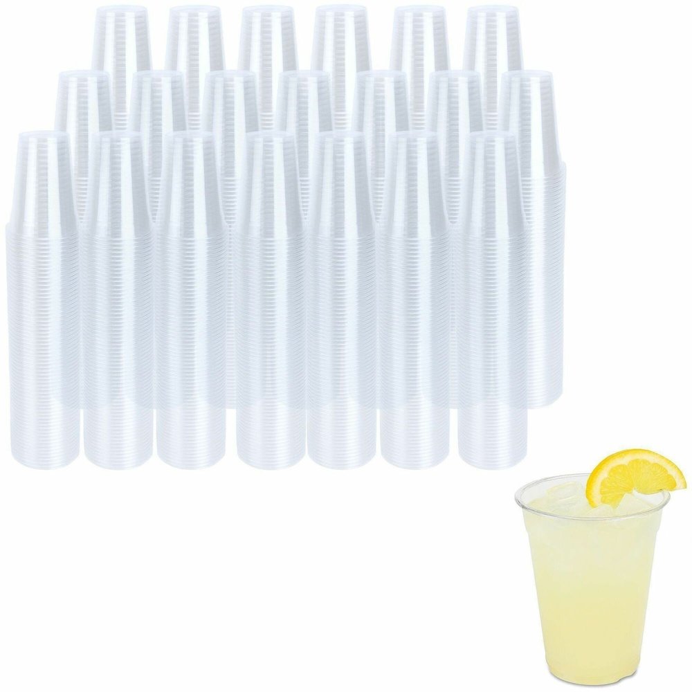 Genuine Joe 9 oz Clear Plastic Cups - 9 fl oz - Clear - Plastic - Cold Drink, Beverage - 50/Pack - 20 / Carton. Picture 1