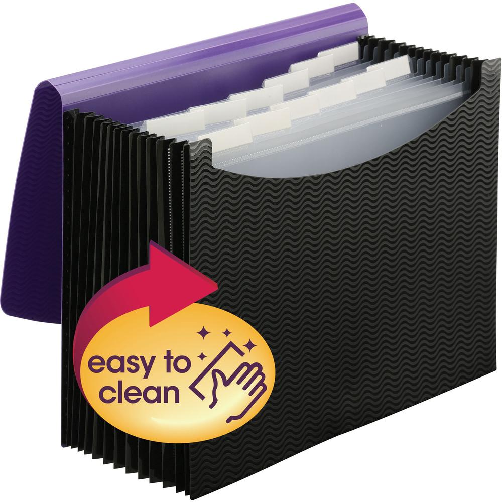 Smead Letter Expanding File - 8 1/2" x 11" - 12 Internal Pocket(s) - Purple, Black - 1 Each. Picture 1
