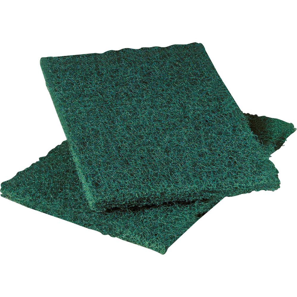 Scotch-Brite Heavy-Duty Scouring Pad - 9" Height x 6" Width - 1 Dozen/Pack - 3 / Carton - Synthetic Fiber, Resin - Green. Picture 1