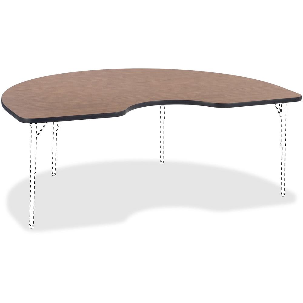 Lorell Classroom Activity Tabletop - High Pressure Laminate (HPL) Kidney-shaped, Medium Oak Top - 72" Table Top Width x 48" Table Top Depth x 1.13" Table Top Thickness - 1 Each. Picture 1