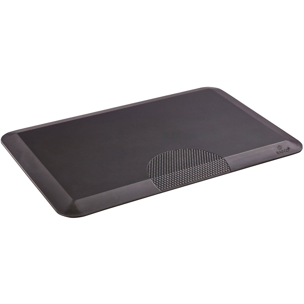 Safco Anti-fatigue Mat - Floor, Carpet - 30" Length x 20" Width x 1" Thickness - Rectangular - Polyurethane - Black - 1 Each. Picture 1