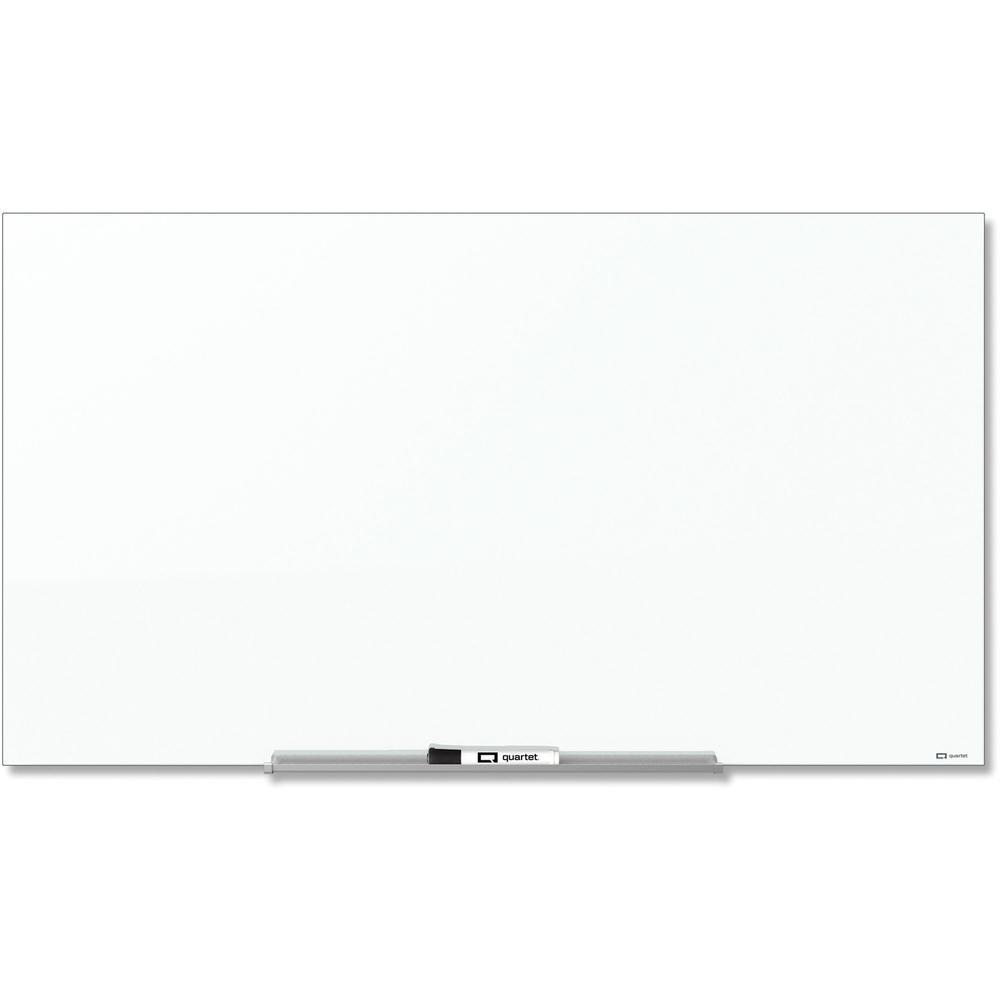 Quartet InvisaMount Magnetic Glass Dry-Erase Board - 85" (7.1 ft) Width x 48" (4 ft) Height - White Tempered Glass Surface - Horizontal - Magnetic - Assembly Required - 1 Each. Picture 1