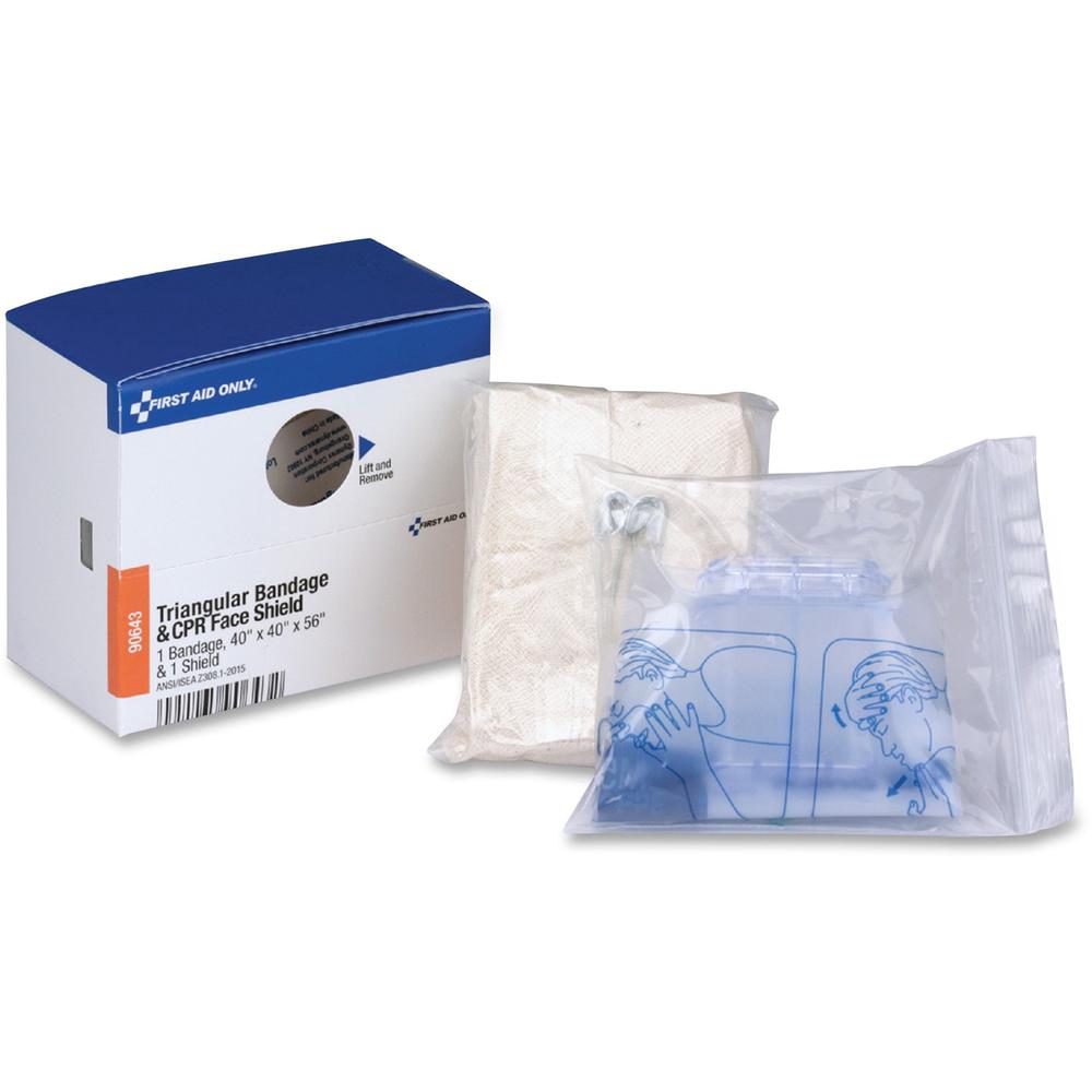First Aid Only Triangular Bandage/CPR Face Shield - 1Each - Blue. Picture 1