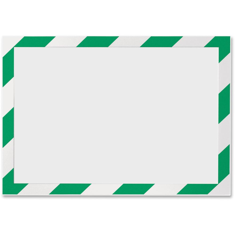 DURABLE&reg; DURAFRAME&reg; SECURITY Self-Adhesive Magnetic Letter Sign Holder - Holds Letter-Size 8-1/2" x 11" , Green/White, 2 Pack. Picture 1