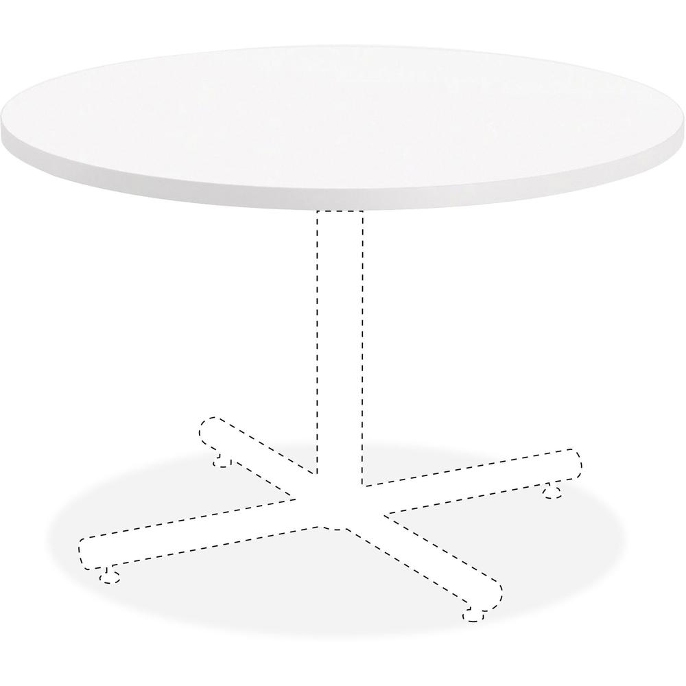 Lorell Hospitality Collection Tabletop - High Pressure Laminate (HPL) Round, White Top - 1.25" Table Top Thickness x 36" Table Top Diameter - Assembly Required - Thermofused Laminate (TFL), Particlebo. Picture 1