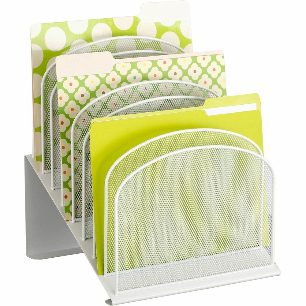 Safco Onyx Wire Mesh Desktop Organizer - 8 Tier(s) - Compartment Size : 1" - 14" Height x 11.75" Width x 10.75" Depth - Desktop - White - Steel - 1 Each. Picture 1